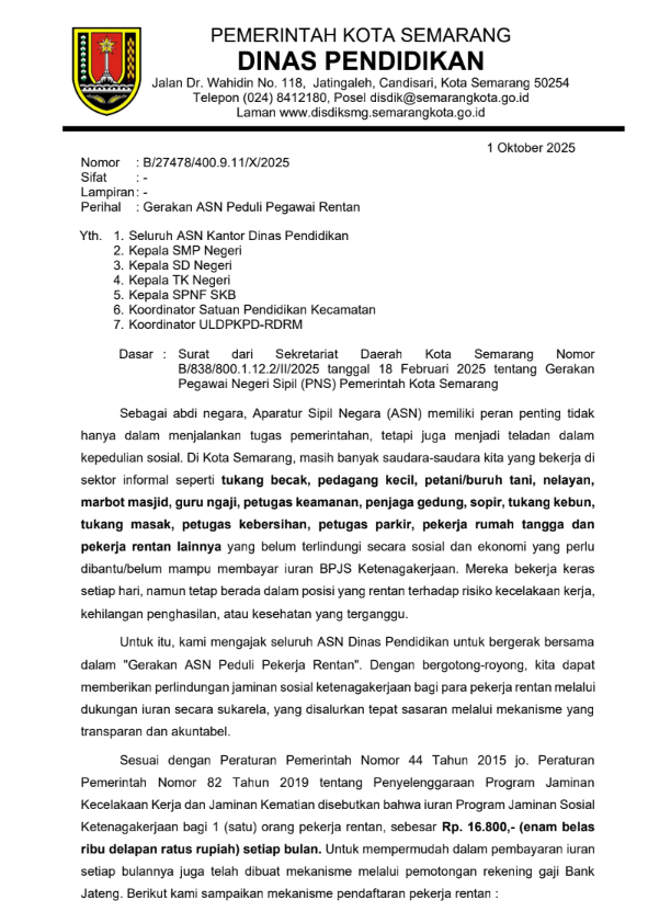 Gerakan ASN Peduli Pegawai Rentan